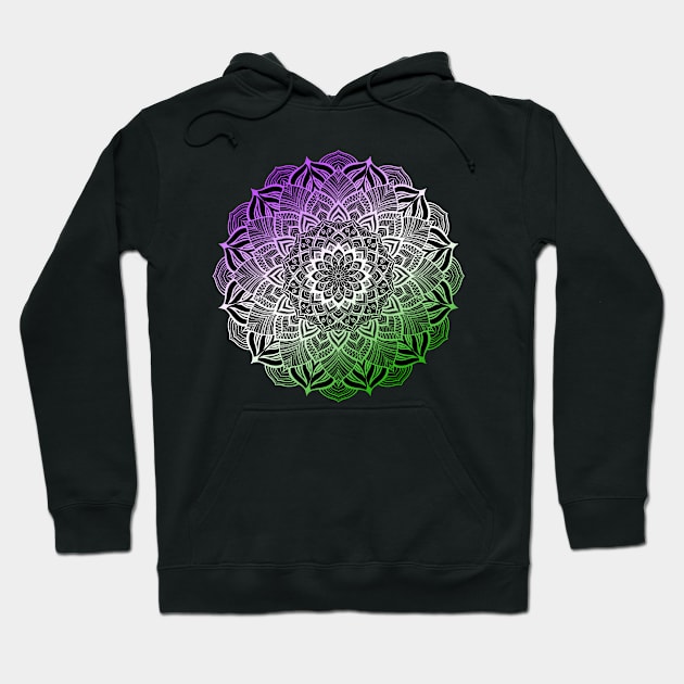 Genderqueer Pride Striped Mandala Hoodie by JustGottaDraw